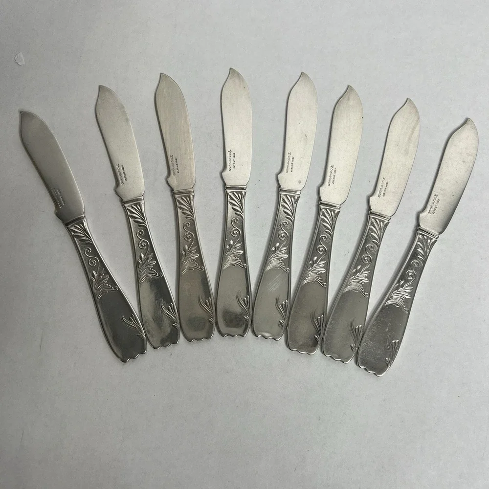 Gorham Silver Silverplate 1888 ROYAL Flat Handle Master Butter Knife Set 8 GSROY